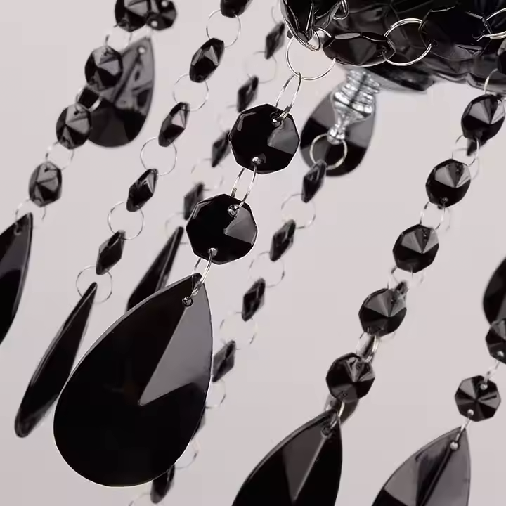 Candelabru Cristal Friedrich, 5xE14, Diametru 48cm, Negru, Inaltime Reglabila