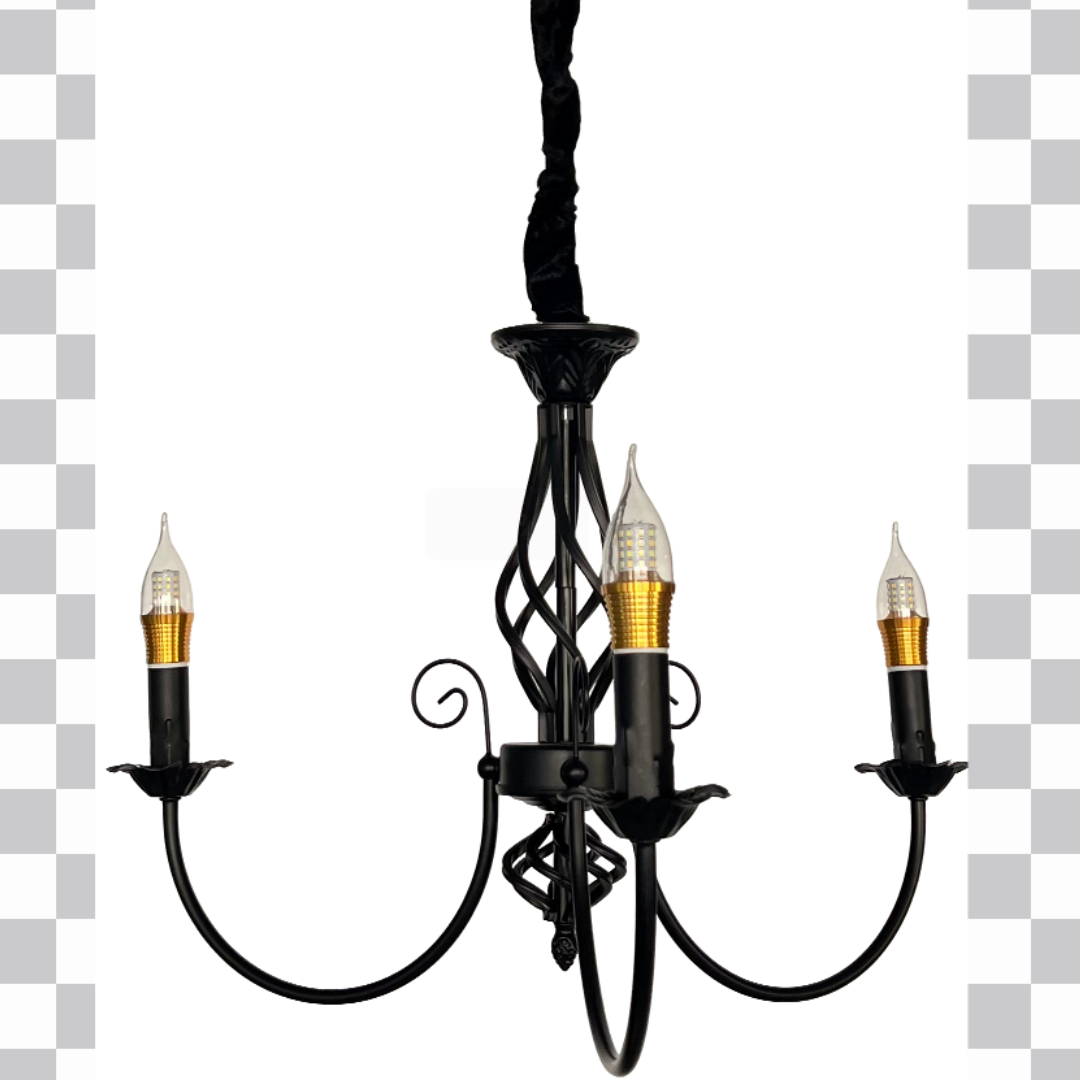 Candelabru Cristal Mioara, 3xE14, Negru, Inaltime Reglabila