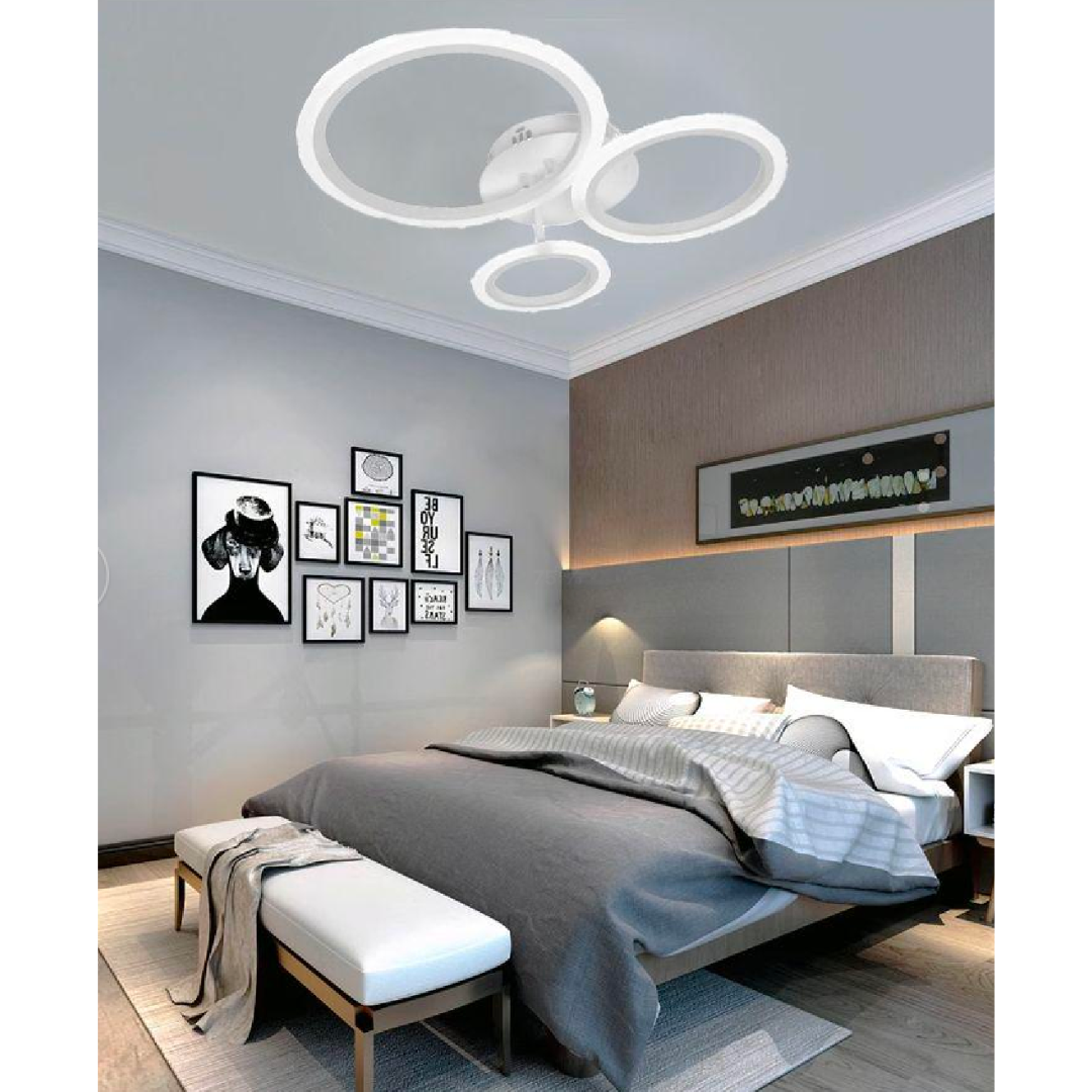 Lustra LED cu telecomanda BRENDA, 41W, 3 Cercuri, lumina Rece/Calda/Neutra, Dimabila, Alb