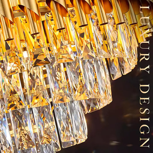 Candelabru Cristal VERSAILLES Eleganza 8x E14, Diametru 49cm, Auriu, Inaltime Reglabila