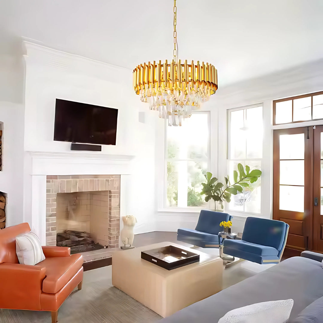 Candelabru Cristal VERSAILLES Eleganza 8x E14, Diametru 49cm, Auriu, Inaltime Reglabila