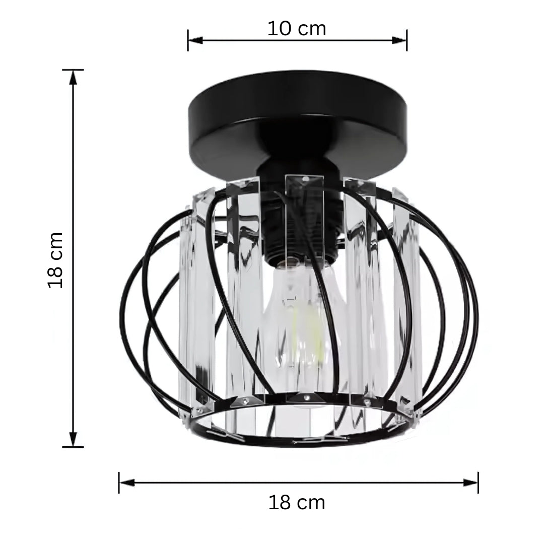 Lustra Monica 1XE27, Negru, Metal si Sticla