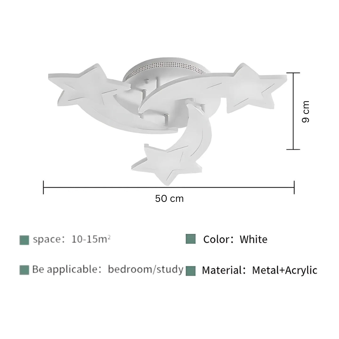 Lustra LED cu telecomanda IPOMOEA, 48W, 3 Stele, lumina Rece/Calda/Neutra, Dimabila, Alb