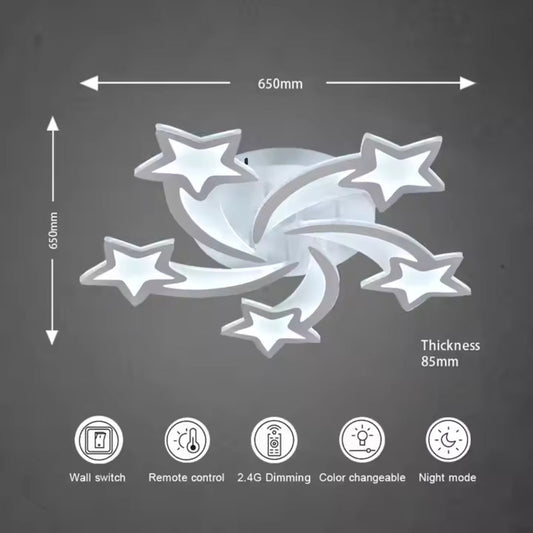 Lustra LED cu telecomanda IPOMOEA, 69W, 5 Stele, lumina Rece/Calda/Neutra, Dimabila, Alb