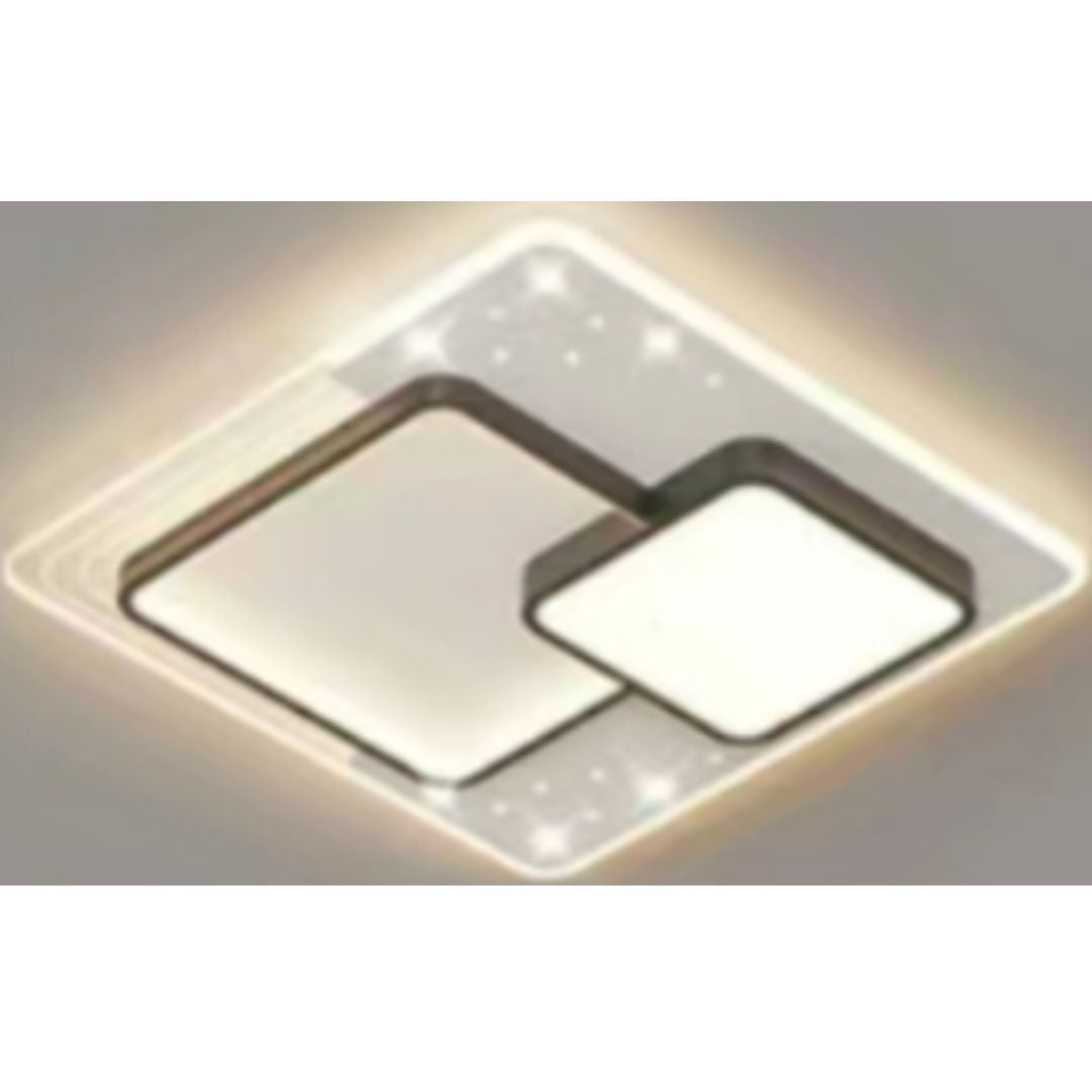 Lustra LED cu telecomanda VELURA NEROCCO, 125W, 3 Patrate, lumina Rece/Calda/Neutra, Dimabila, Negru