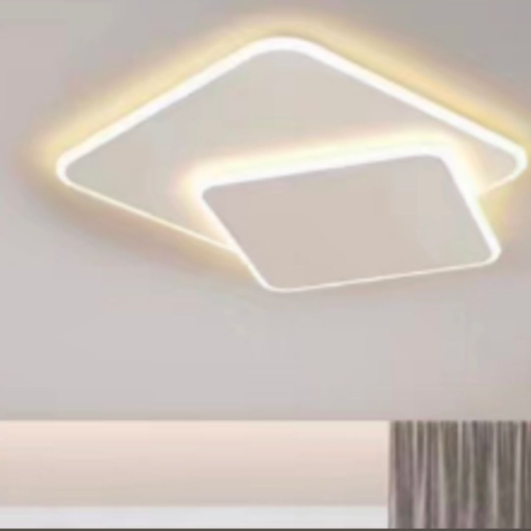 Lustra LED cu telecomanda FUTURA ANGOLO, 98W, 2 Patrate, lumina Rece/Calda/Neutra, Dimabila, Alb