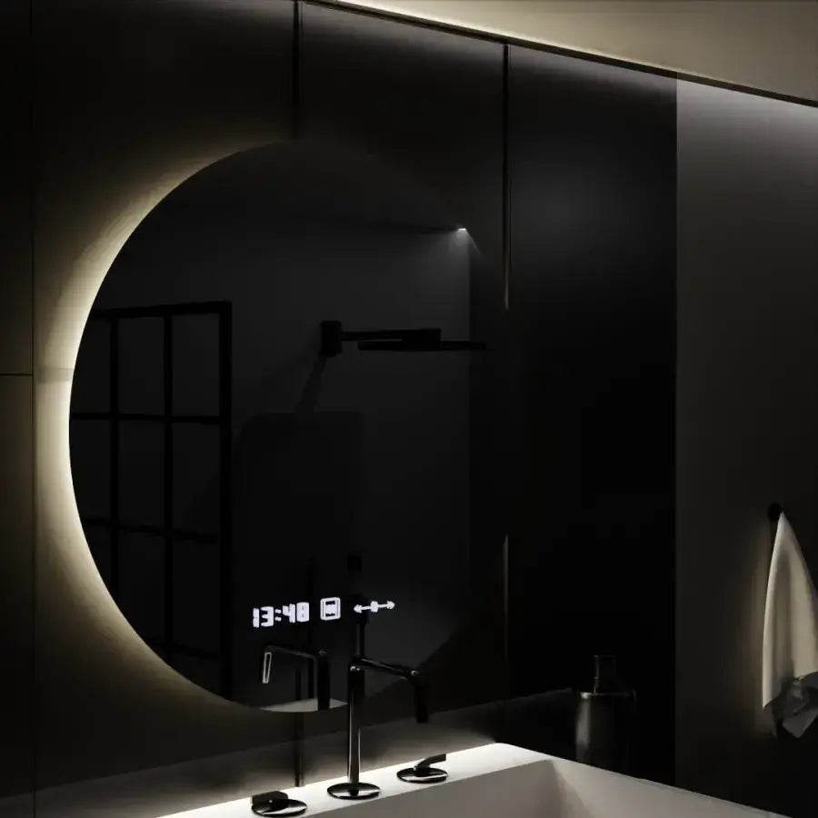 Oglinda LED Rotunda, 70cm, Serenite MotionGlow Marcello, Sistem Dezaburire, Ceas & Termometru, Dimabila