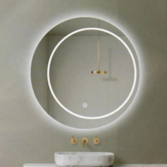Oglinda LED Rotunda, 60cm, Feronia Touch, Sistem Dezaburire