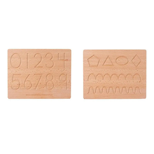 Tablita Dubla Educativa cu Numere si Forme Geometrice, 2 Piese, Lemn