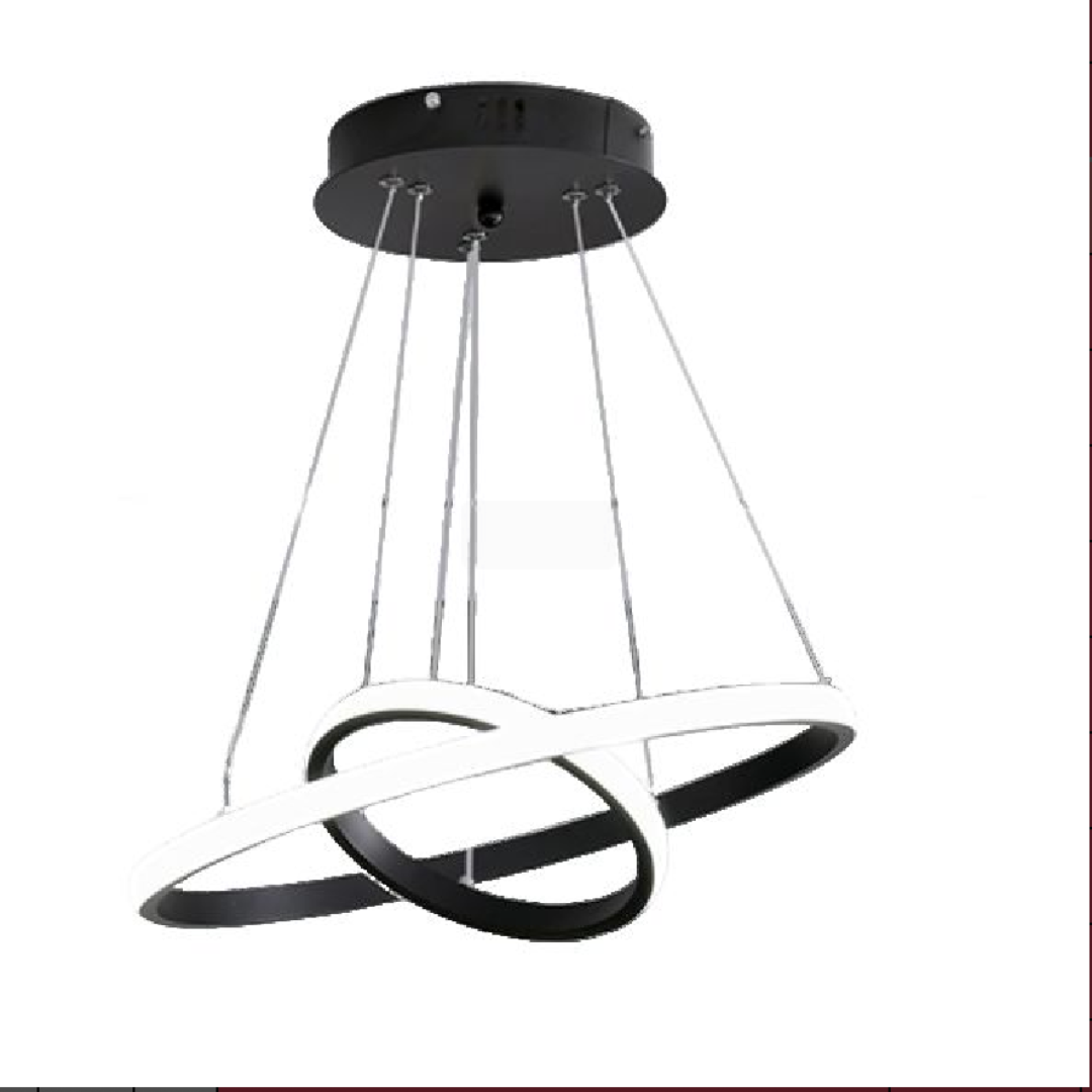 Lustra LED cu telecomanda RICCI, 25W, 2 Cercuri, lumina Rece/Calda/Neutra, Dimabila, Negru