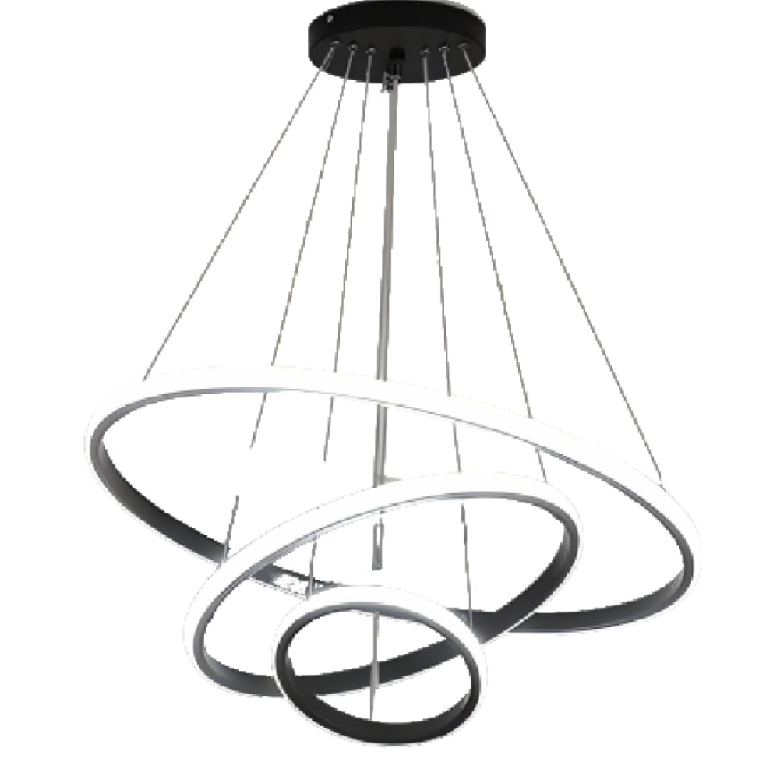 Lustra LED cu telecomanda CLARA, 45W, 3 Cercuri, lumina Rece/Calda/Neutra, Dimabila, Negru