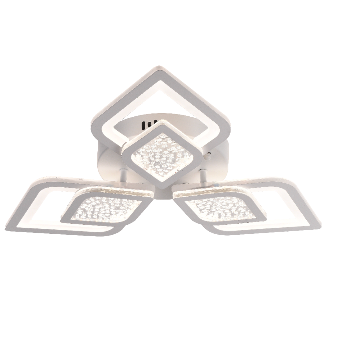 Lustra LED cu telecomanda Angiolo, 64W, 3 Petale, lumina Rece/Calda/Neutra, Dimabila, Alb