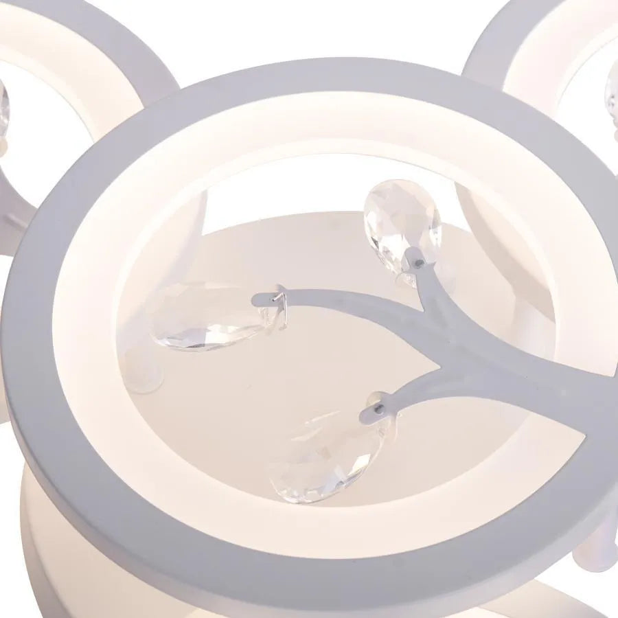 Lustra LED cu Telecomanda DAISY ,4 Elemente, 49W, Lumina Rece/Calda/Neutra, Dimabila, Alb cu Cristal