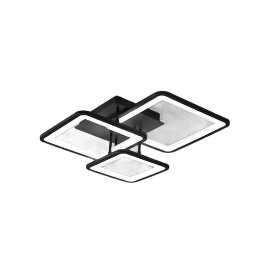 Lustra LED cu Telecomanda, ZOE, 3 Patrate, 64W, Lumina Rece/Calda/Neutra, Dimabila, Negru