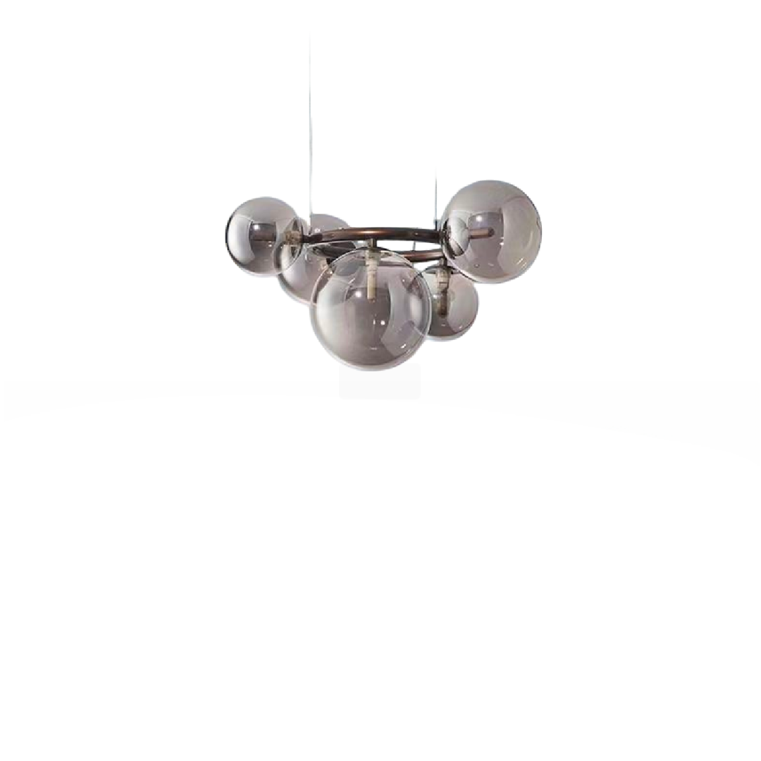 Lustra cu Abajur Rotund ,ORBITA Zodiaco , 5xG9, Metal , Argintiu, Inaltime Reglabila