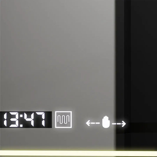 Oglinda LED Rectangulara, 60x80cm, Venezia Senzor MotionGlow Marcello, Sistem Dezaburire, Ceas & Termometru, Dimabila