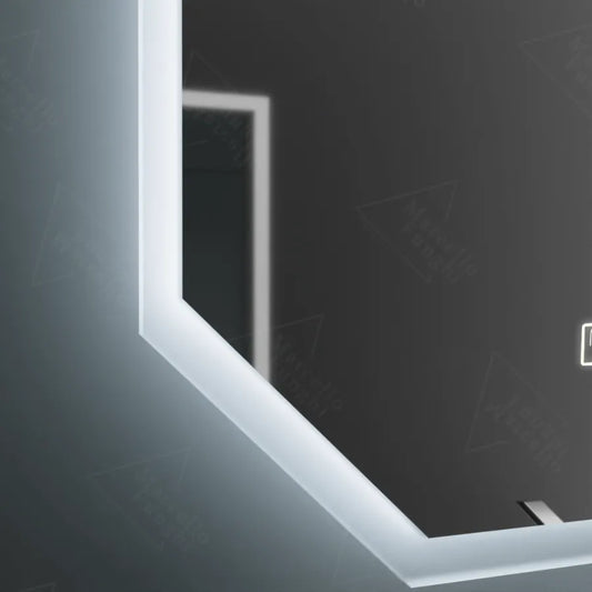 Oglinda LED Poligon, 60X80cm, Hexaluce Senzor MotionGlow Marcello, Sistem Dezaburire, Ceas & Termometru, Dimabila