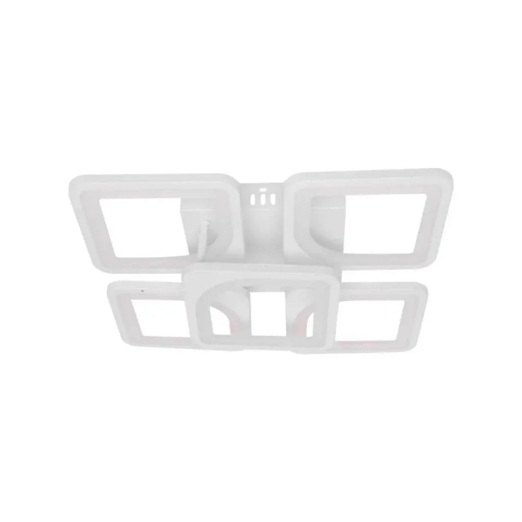 Lustra LED cu Telecomanda, ZOE, 5 Patrate, 96W, Lumina Rece/Calda/Neutra, Dimabila, Alb