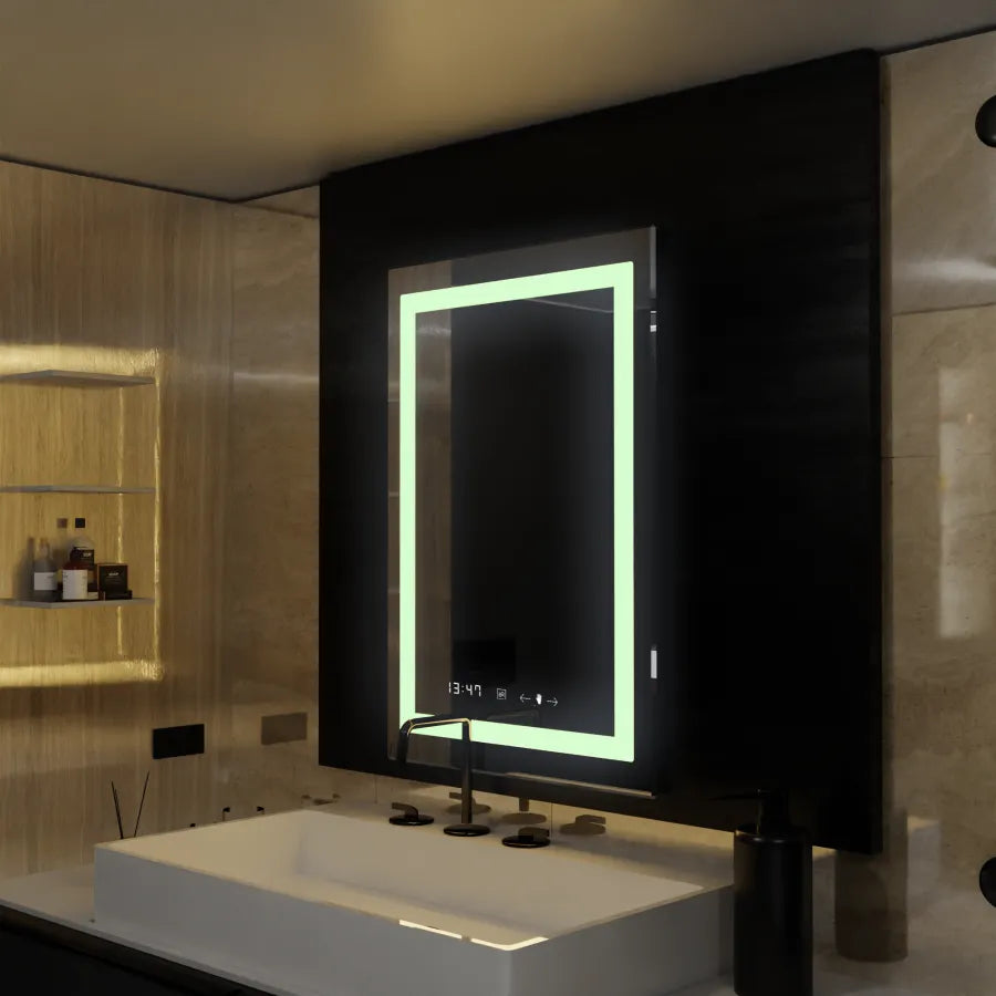 Oglinda LED Rectangulara, 60x80cm, Verite MotionGlow Marcello, Sistem Dezaburire, Ceas & Termometru, Dimabila
