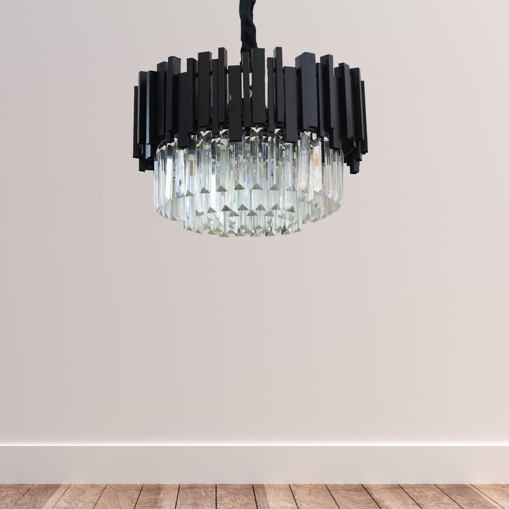 Candelabru Cristal BLOIS Nobile 4xE14, Diametru 40cm, Negru, Inaltime Reglabila