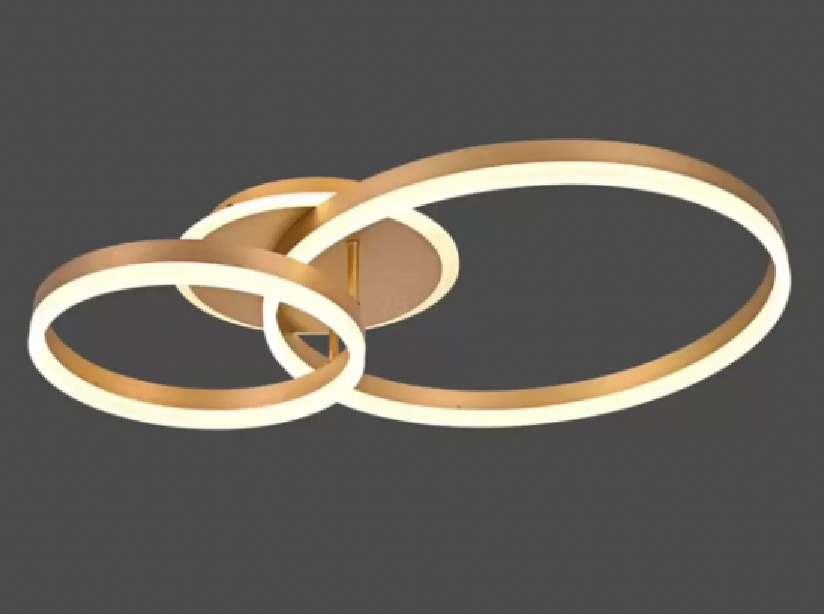 Lustra LED cu telecomanda ELISABETH, 72W, 2 Cercuri, lumina Rece/Calda/Neutra, Dimabila, Auriu