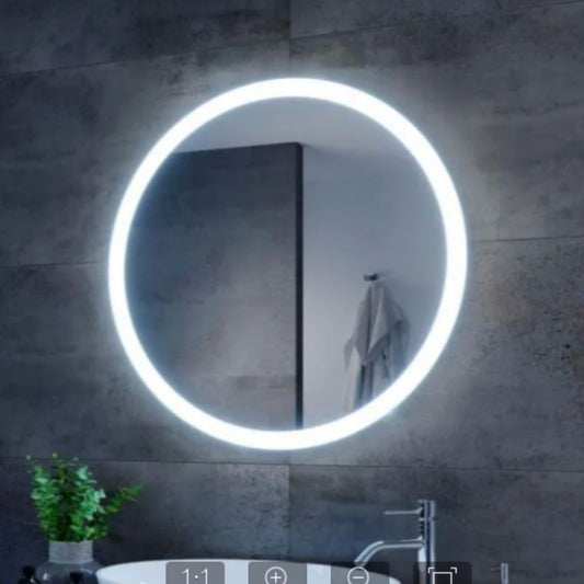 Oglinda LED Rotunda, 70cm, Noxia Touch, Sistem Dezaburire, Dimabila