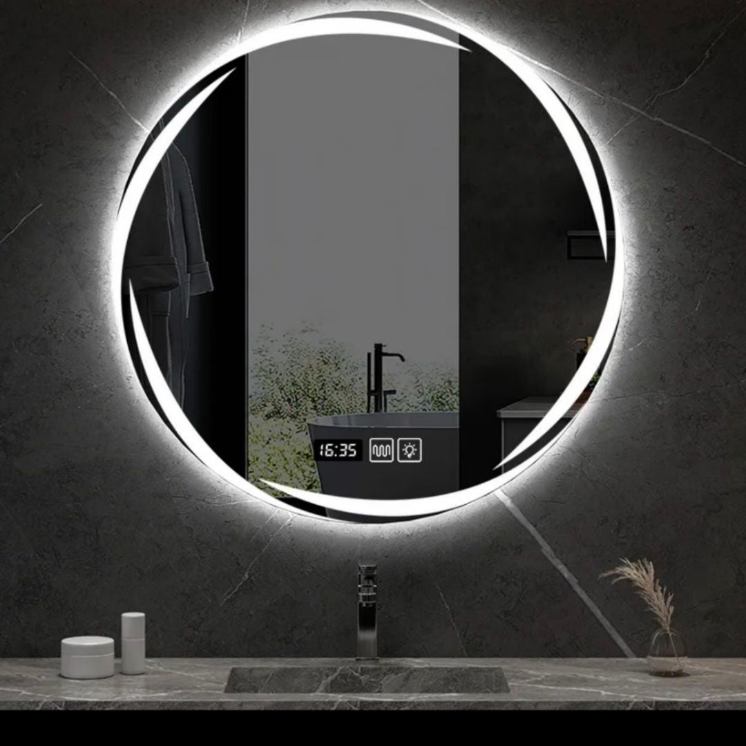 Oglinda LED Rotunda, 70cm, Zaffiro Touch, Sistem Dezaburire, Dimabila