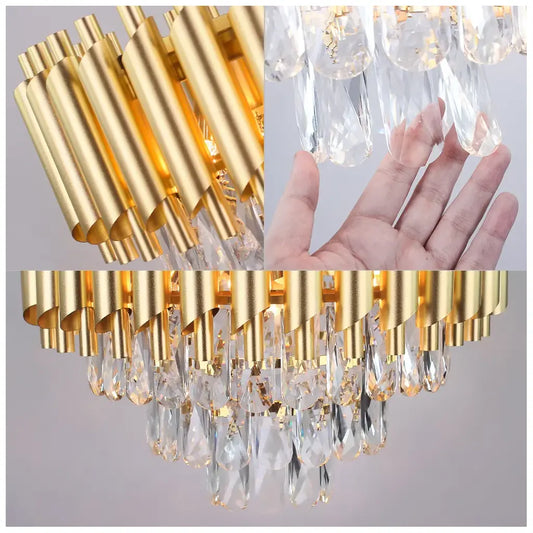 Candelabru Cristal VERSAILLES Petito 3xE14, Diametru 30cm, Auriu, Inaltime Reglabila