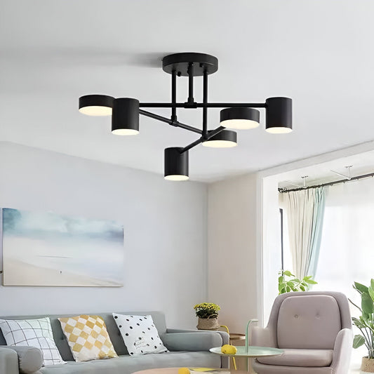 Lustra LED  GALIOS , 72W, 6 Elemente, lumina Rece/Calda/Neutra, Negru