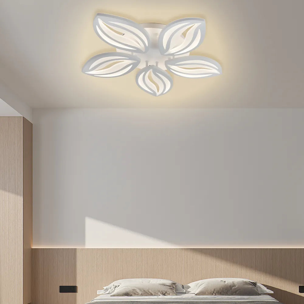 Lustra LED cu telecomanda ORCHID, 65W, 5 Petale, lumina Rece/Calda/Neutra, Dimabila, Alb