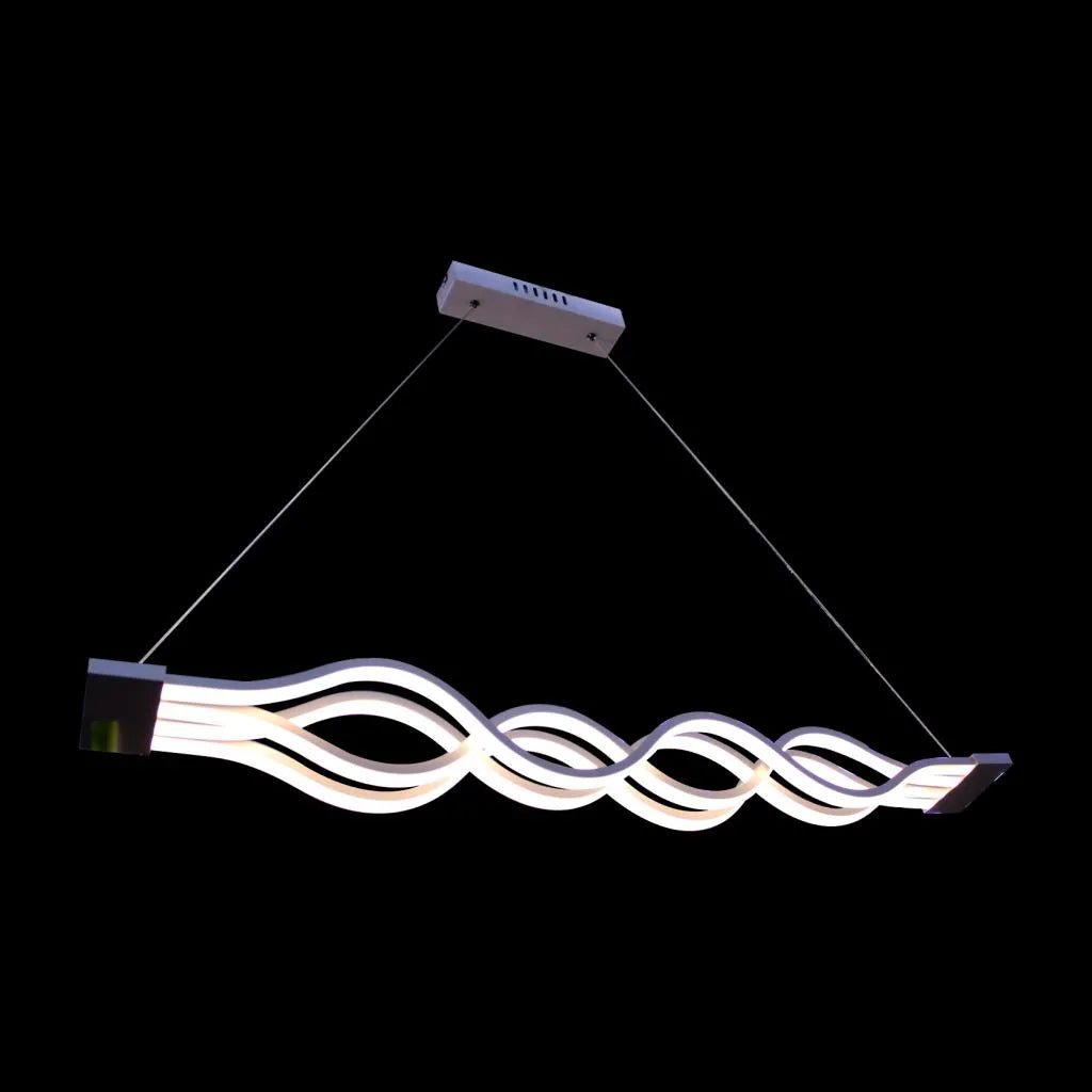 Lustra LED suspendata cu telecomanda WAVE, 105W,  Lumina Rece/Calda/Neutra, Dimabila, Alb, Inaltime Reglabila