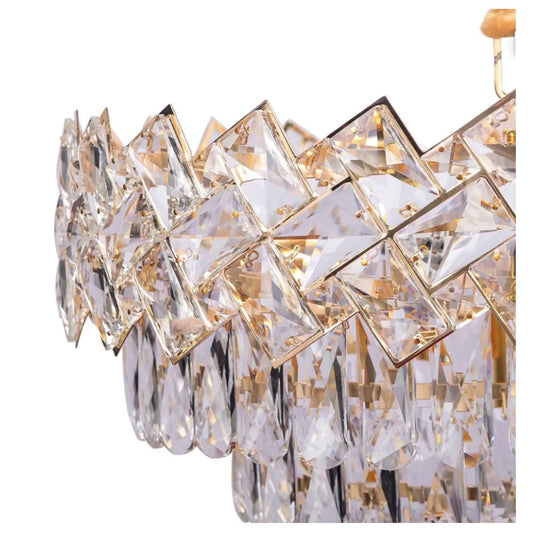 Candelabru Cristal WINDSOR Nobile 5xE27, Diametru 40cm, Auriu Lucios, Inaltime Reglabila