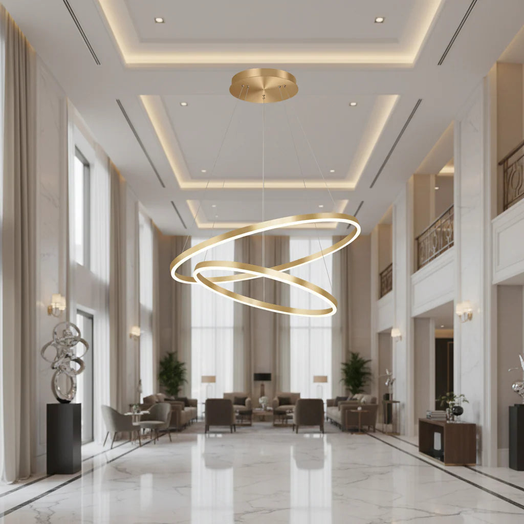 Lustra LED cu Telecomanda Christine 100W Dimabila Alb Auriu