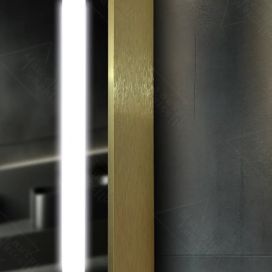 Oglinda LED Rectangulara, 60x80cm, Verite Royale Gold MotionGlow Marcello, Sistem Dezaburire, Ceas & Termometru, Dimabila