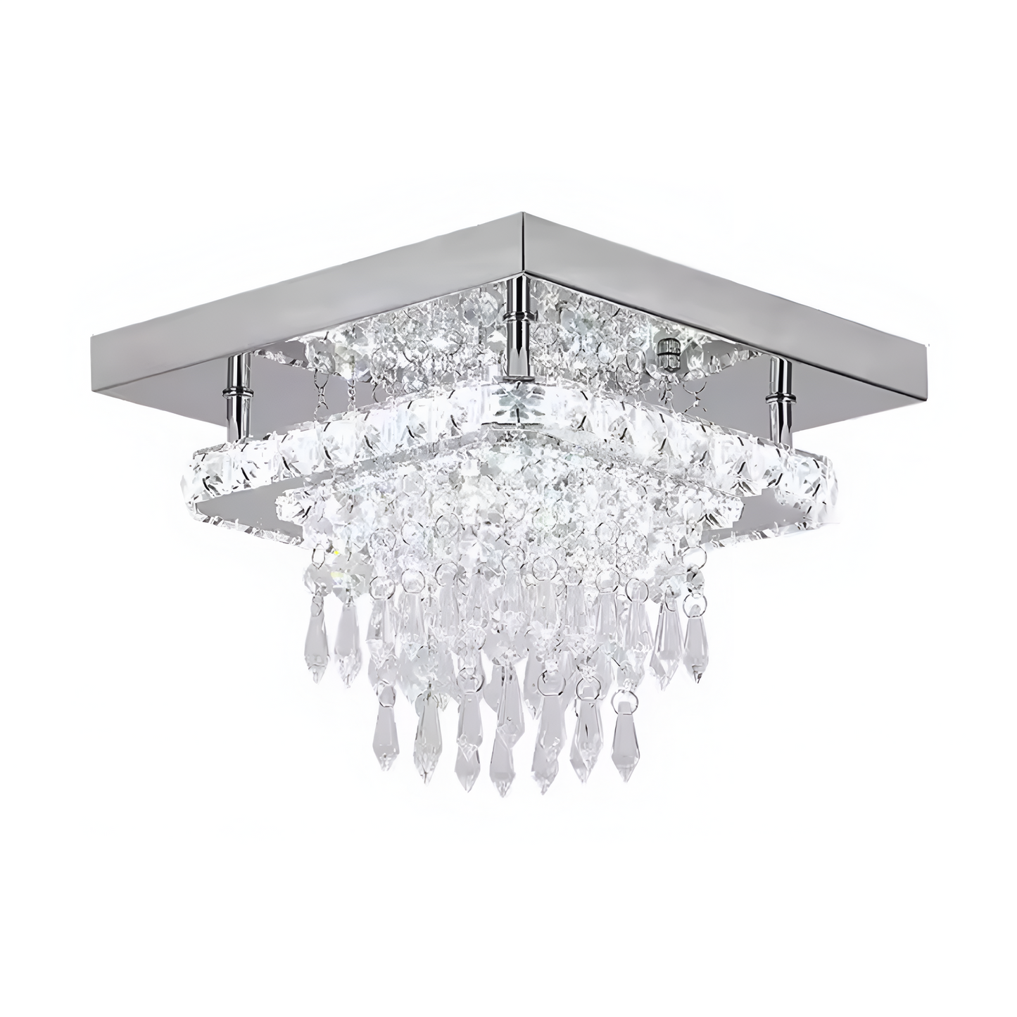 Candelabru LED Alberico Patrat, 19W, Lumina Rece/Calda/Neutra, Cristal, Crom Lucios