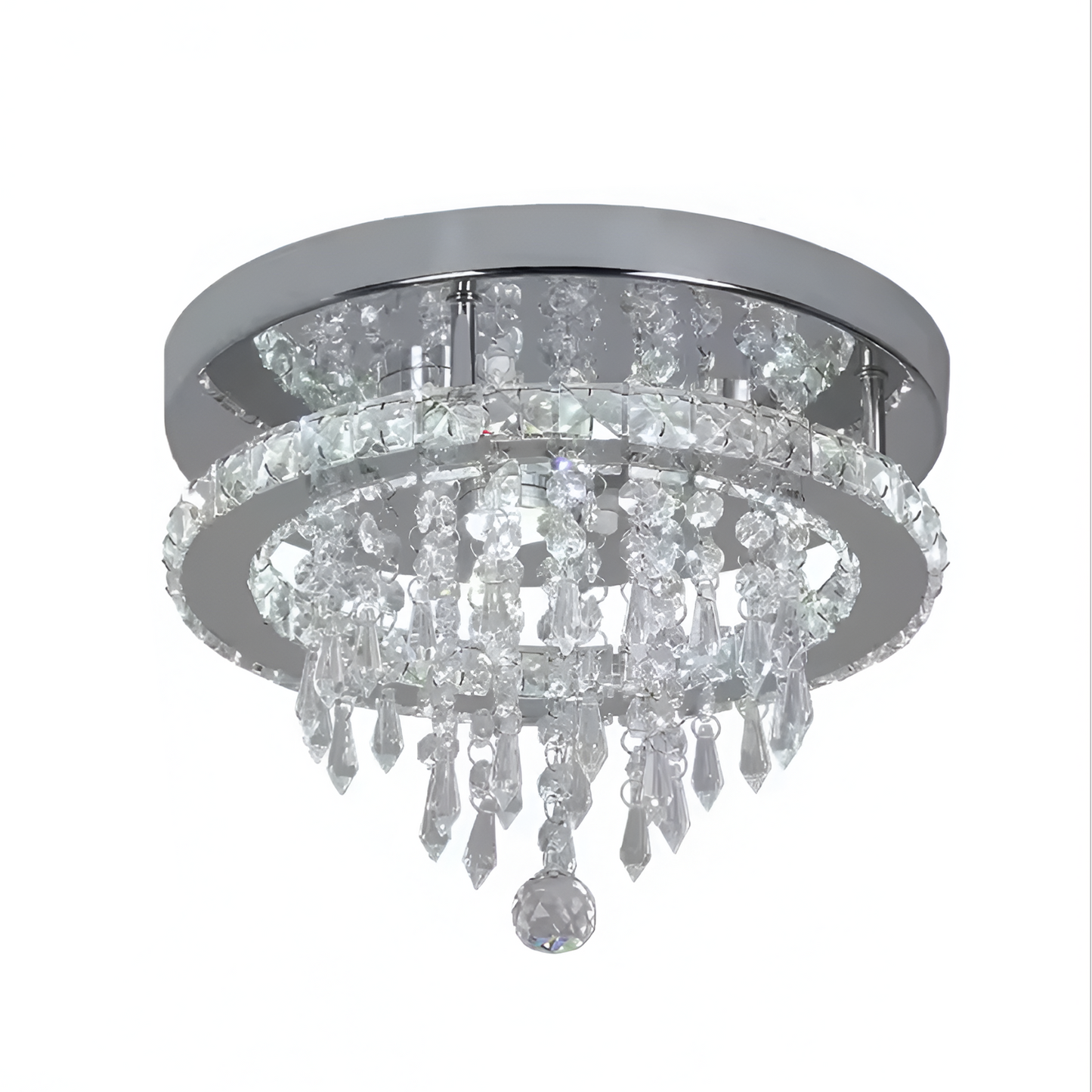 Candelabru LED Alberico Rotund, 20W, Lumina Rece/Calda/Neutra, Cristal, Crom Lucios