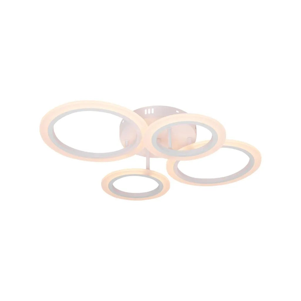 Lustra LED cu telecomanda  BETTY, 44W, 4 Cercuri, lumina Rece/Calda/Neutra, Dimabila, Alb