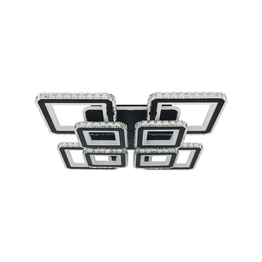 Lustra LED cu telecomanda si cristal LEILA RGB, 236W, 8 Patrate, lumina Rece/Calda/Neutra, Dimabila, Negru