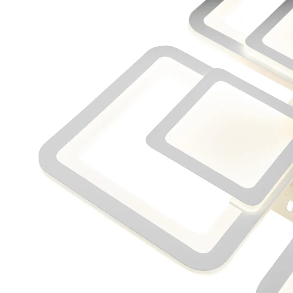 Lustra LED cu telecomanda SUSAN, 77W, 4 Patrate, lumina Rece/Calda/Neutra, Dimabila, Alb