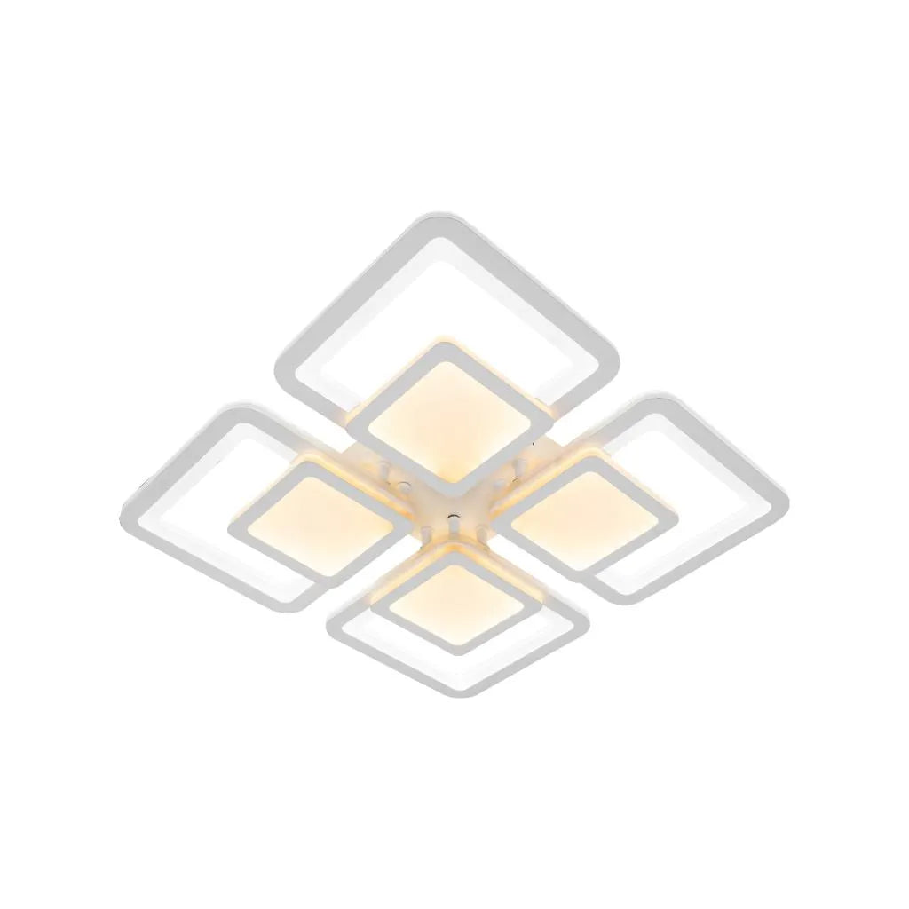 Lustra LED cu telecomanda SUSAN, 77W, 4 Patrate, lumina Rece/Calda/Neutra, Dimabila, Alb