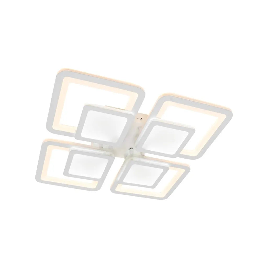 Lustra LED cu telecomanda SUSAN, 77W, 4 Patrate, lumina Rece/Calda/Neutra, Dimabila, Alb