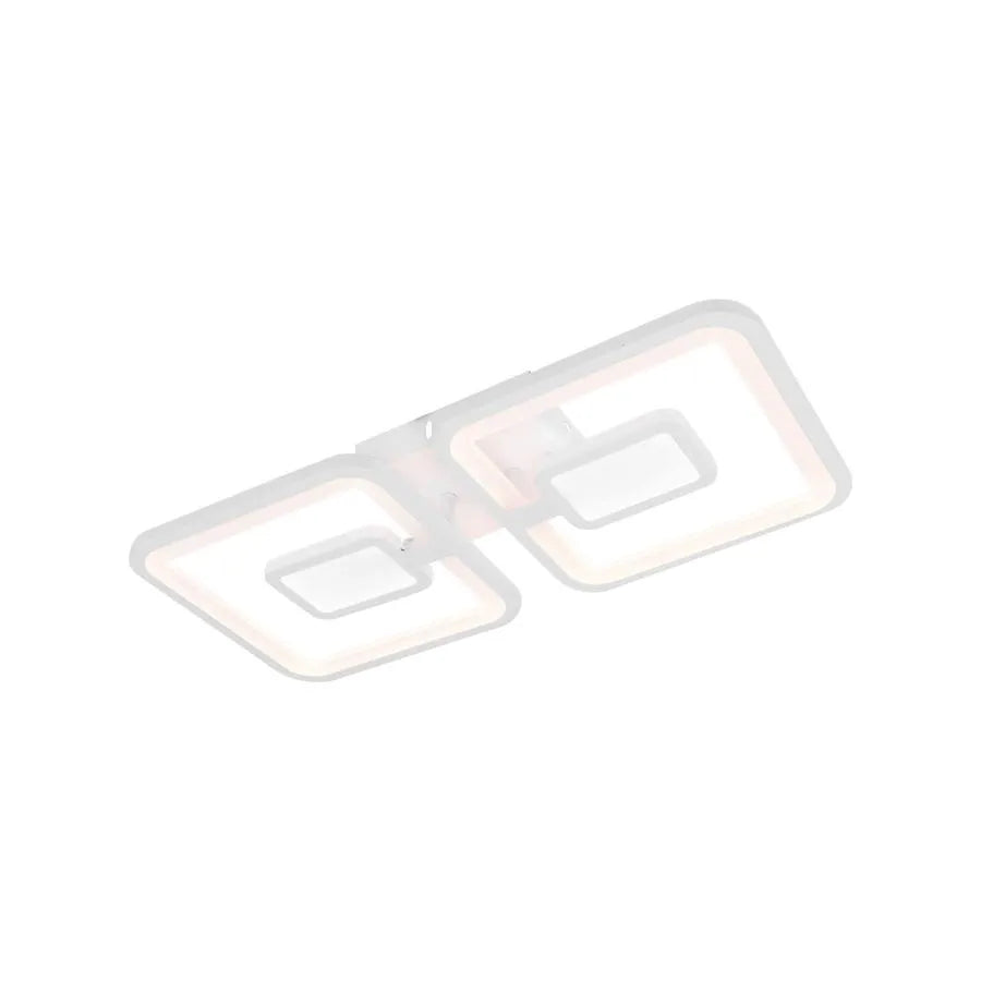 Lustra LED cu telecomanda  FELIX, 57W, 2 Patrate, lumina Rece/Calda/Neutra, Dimabila, Alb