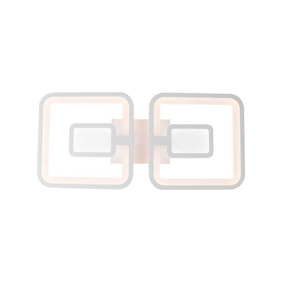 Lustra LED cu telecomanda  FELIX, 57W, 2 Patrate, lumina Rece/Calda/Neutra, Dimabila, Alb