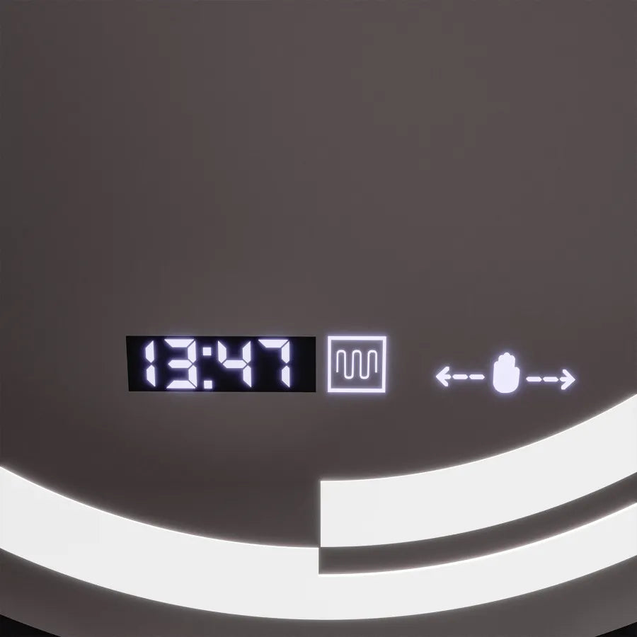 Oglinda LED Rotunda, 60cm, Senzor MotionGlow Consuel Marcello, Sistem Dezaburire, Ceas & Termometru, Dimabila