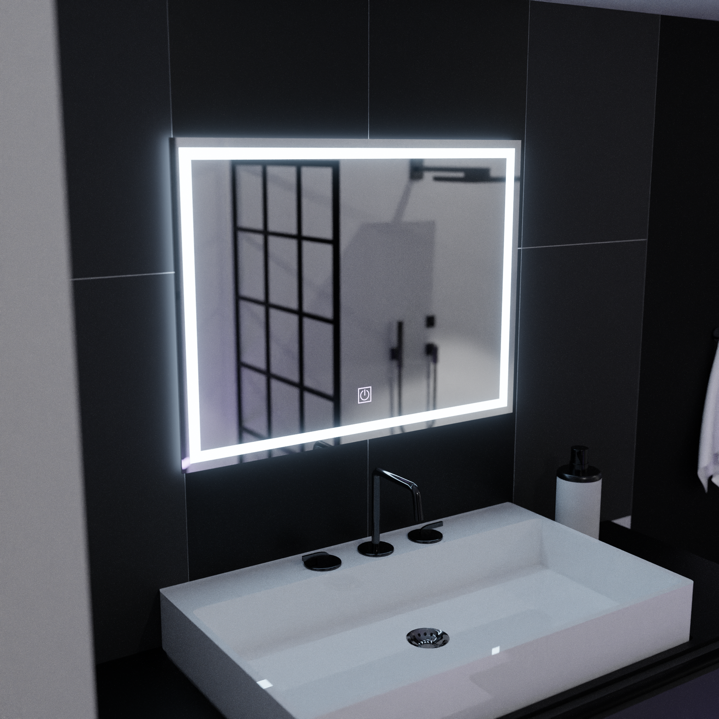 Oglinda LED Rectangulara, 80x60cm, FRAME Basic Touch