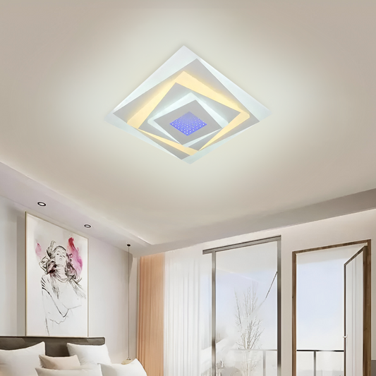 Lustra LED NIVARA RGB 3D, 20W, lumina Rece/Calda/Neutra, Alb