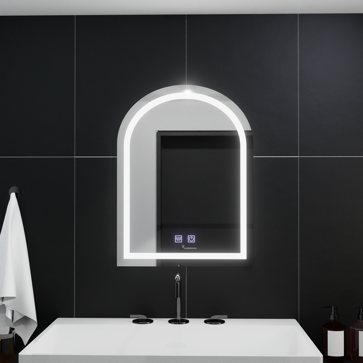 Oglinda LED Arcata 60x80cm, Arco Touch, Sistem Dezaburire, Dimabila