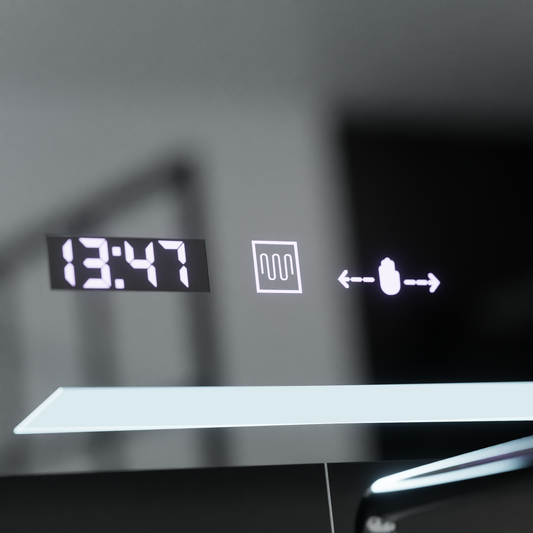 Oglinda LED Rectangulara, 80x60cm, Rayonnement MotionGlow Marcello, Sistem Dezaburire, Ceas & Termometru, Dimabila
