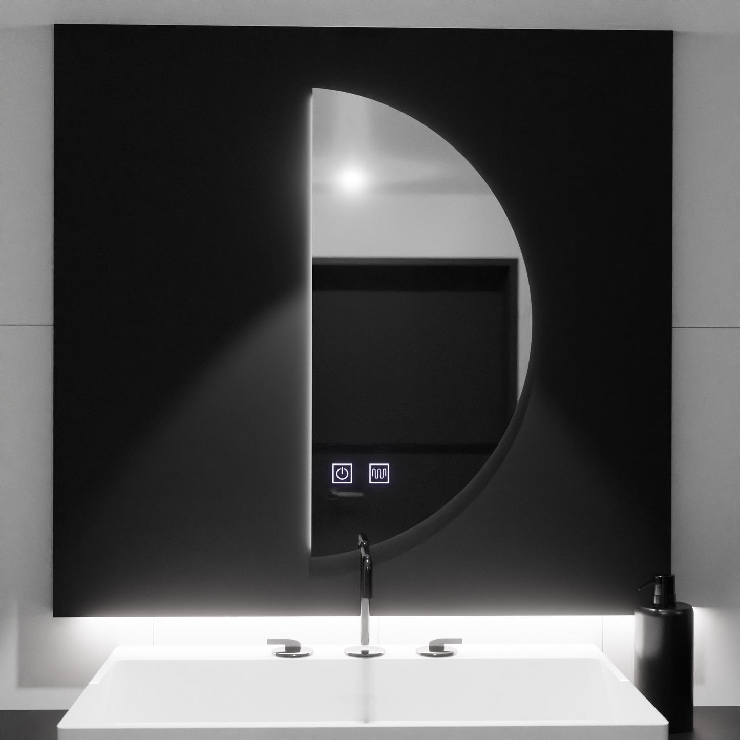 Oglinda LED Semiluna 50x100cm, Arcuat Touch, Sistem Dezaburire, Dimabila