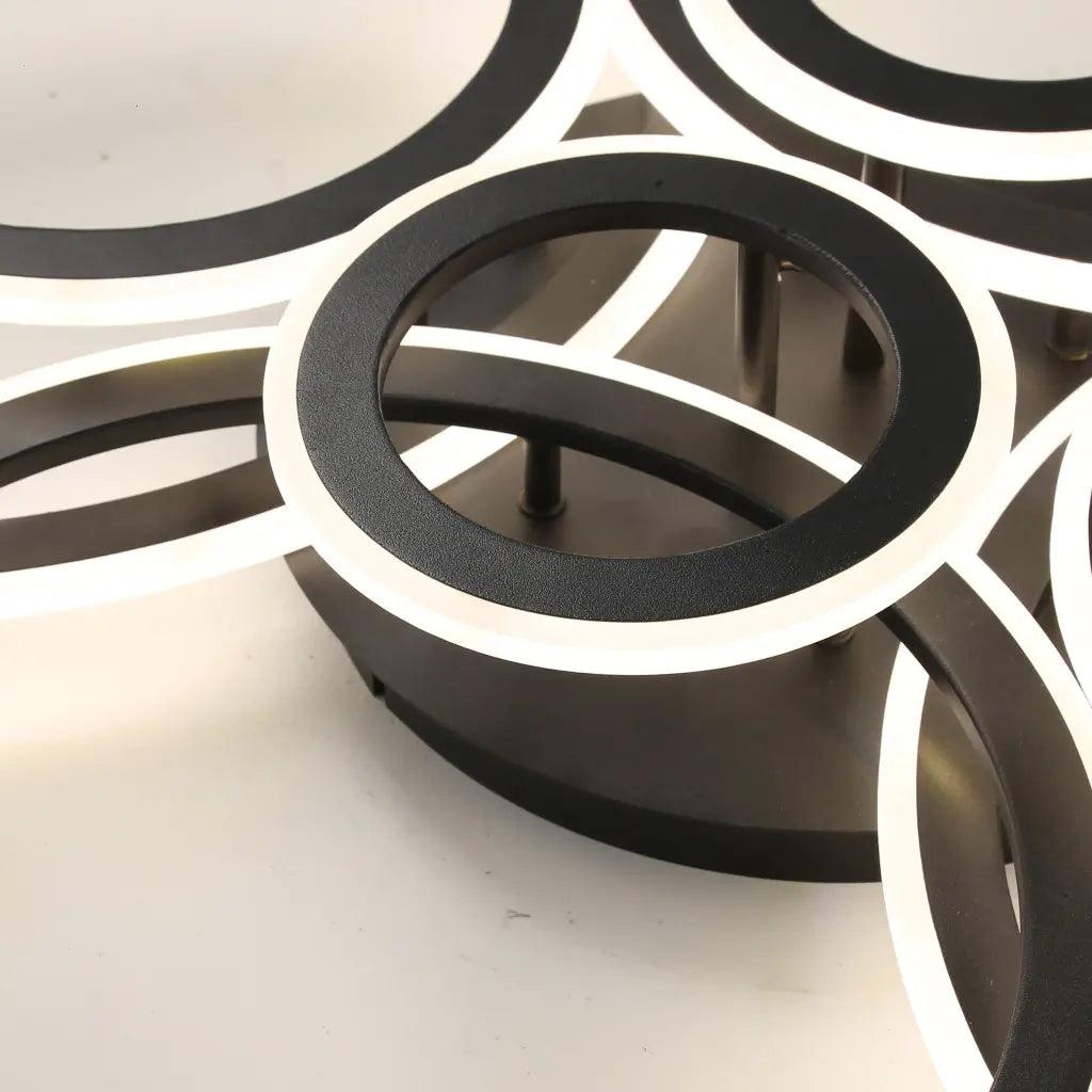 Lustra LED cu telecomanda BETTY, 130W, 8 Cercuri, lumina Rece/Calda/Neutra, Dimabila, Negru